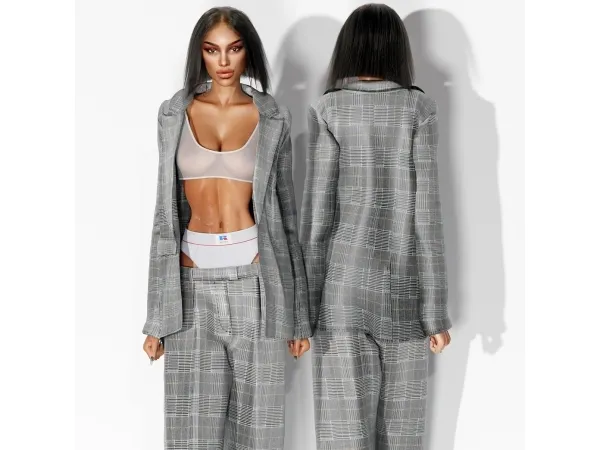 Alpha Double Breasted Blazer with Top - The Sims 4 Custom Content
