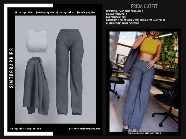 Alpha Frida Outfit - The Sims 4 Custom Content