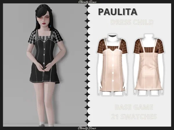 Alpha Paulita Dress Child by clarity-sims - The Sims 4 Custom Content