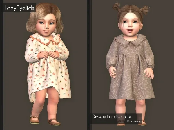 Alpha Dress with ruffle collar - The Sims 4 Custom Content