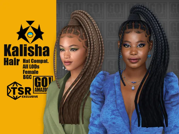 Maxis Match Kalisha Hair by goamazons - The Sims 4 Custom Content