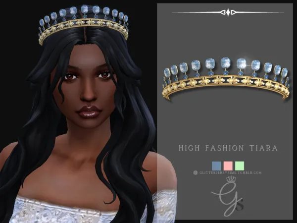 Alpha High Fashion Tiara by GlitterberryFly - The Sims 4 Custom Content