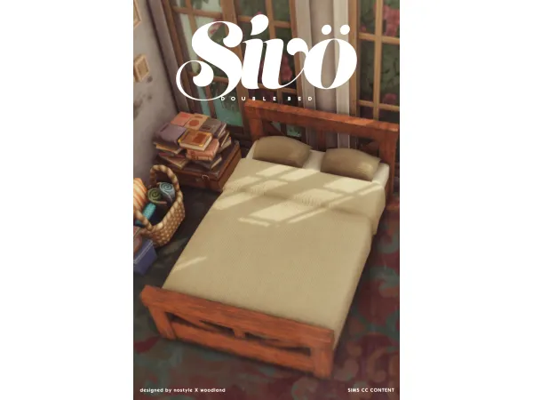 Mix Sivö Double Bed by NOSTYLEXWOODLAND - The Sims 4 Custom Content