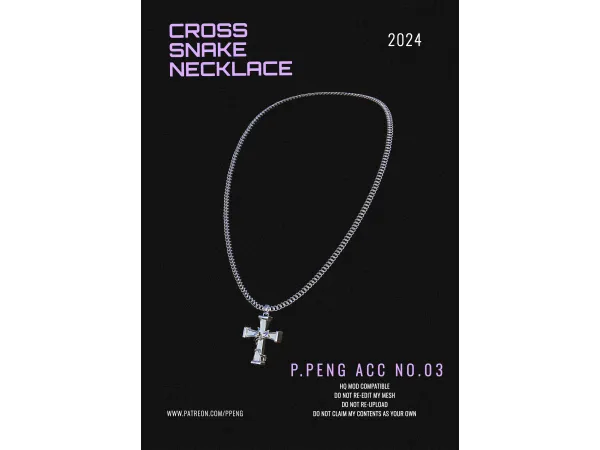 Alpha [SIMS4TS4] PPENG ACC NO3 CROSS SNAKE by ppeng - The Sims 4 Custom Content