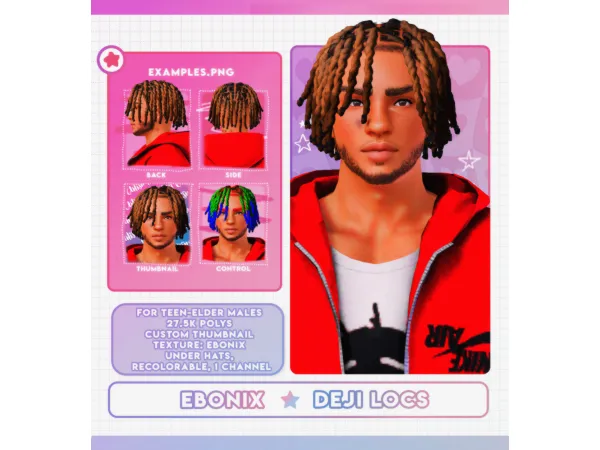 Ebonix Deji Locs - The Sims 3 Custom Content
