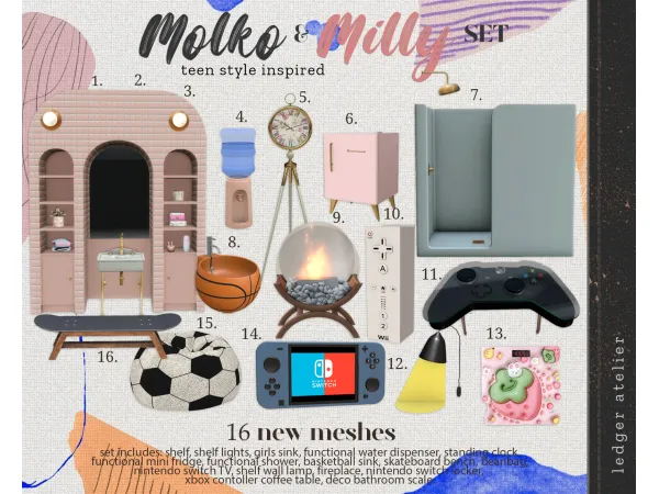 Alpha Molko and Milly set (atelierworkroom tier) by ledget atelier - The Sims 4 Custom Content