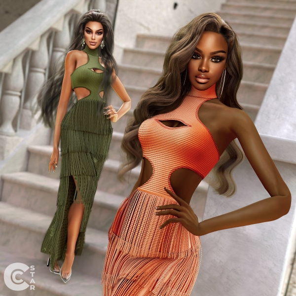 Alpha Zendaya's Fringed Turtleneck Crepe Gown cool_content_star by cool_content_star - The Sims 4 custom content