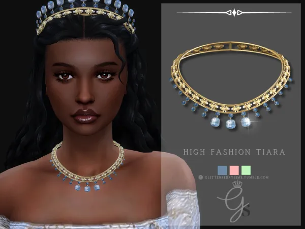 Alpha High Fashion Necklace by GlitterberryFly - The Sims 4 Custom Content