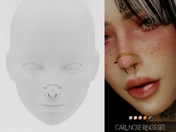 Mix Carl nose rings set - The Sims 4 Custom Content