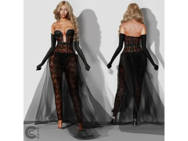 Alpha Beyonce Layered Lace Dress cool_content_star - The Sims 4 Custom Content