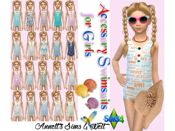 Maxis Match Accessory Swimsuits for Girls by AnnettsSims4Welt - The Sims 4 Custom Content