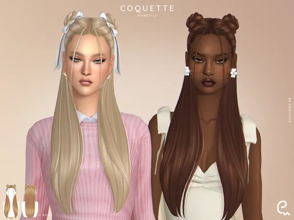 Maxis Match [EnriqueS4] Coquette Hairstyle by enriques4 - The Sims 4 Custom Content