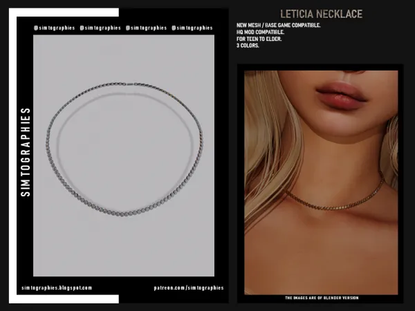 Alpha Leticia Necklace - The Sims 4 Custom Content