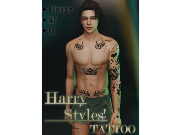 Mix [AlisaSour] Harry Styles Tattoo - The Sims 4 Custom Content