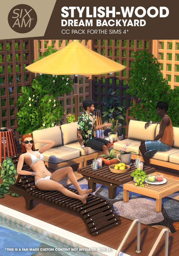 Maxis Match Stylish Wood Dream Backyard ( Pack for ) by simsfinds - The Sims 4 Custom Content