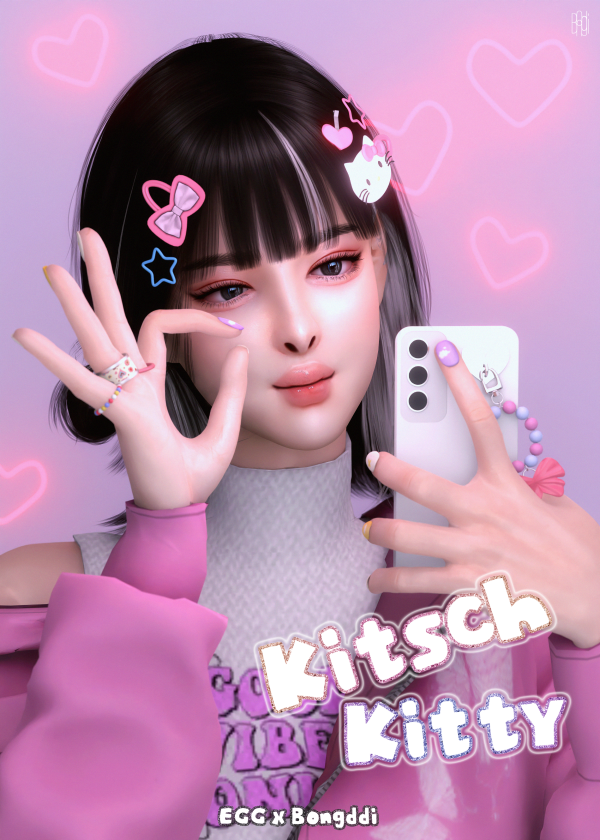 Alpha [ExB] Kitsch Kitty_phone case set by simsfinds - The Sims 4 Custom Content