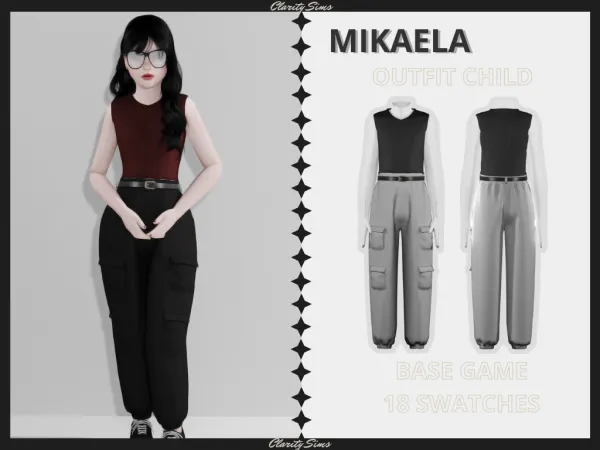 Alpha Mikaela Outfit Child - The Sims 4 Custom Content