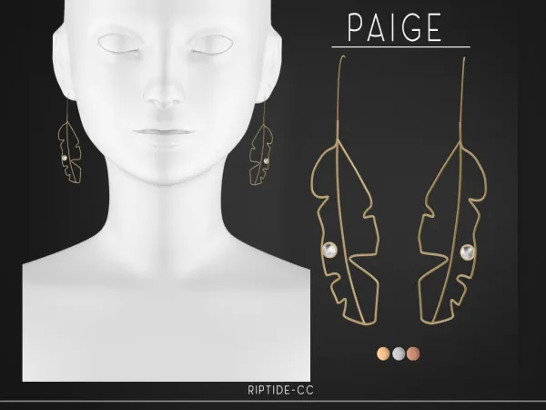 Alpha Paige Earrings by riptidecc - The Sims 4 Custom Content
