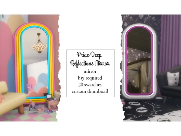 Mix Pride Deep Reflections Mirror by nekochansimmer - The Sims 4 Custom Content