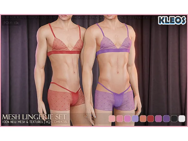 Alpha PEACH Mesh Lingerie Set by kleossims - The Sims 4 Custom Content