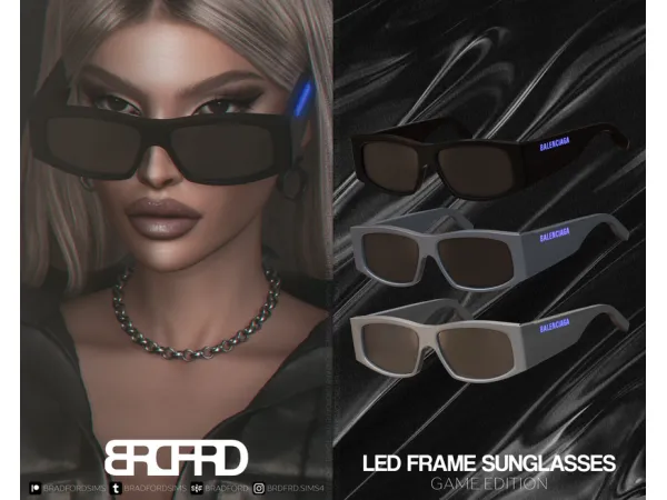 Alpha LED FRAME SUNGLASSES GAME EDITION by bradfordsims - The Sims 4 Custom Content
