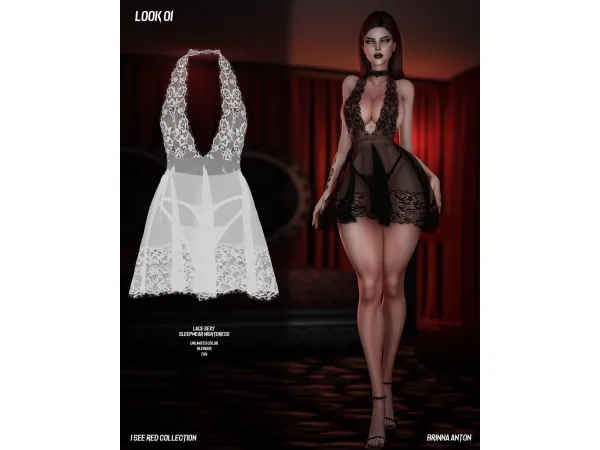 Alpha I SEE RED COLLECTION LOOK01 by BrinnaAnton - The Sims 4 Custom Content