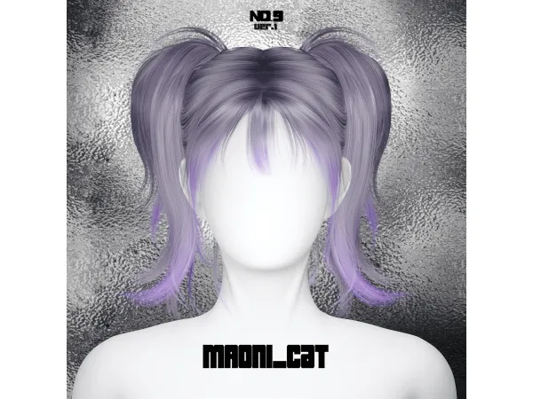 Alpha [Maoni_cat]HAIR No9 Double Ponytail Ver1 by Maonicat - The Sims 4 Custom Content