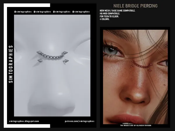 Alpha Niele Bridge Piercing - The Sims 4 Custom Content