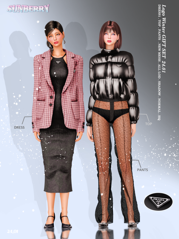 Alpha [SUNBERRY]Logo Winter GIFT SET by simsfinds - The Sims 4 Custom Content