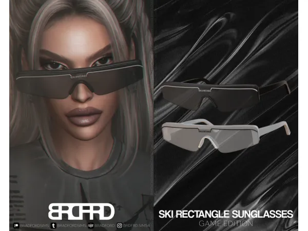 Alpha SKI RECTANGLE SUNGLASSES GAME EDITION by bradfordsims - The Sims 4 Custom Content