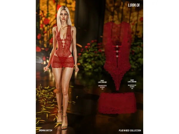 Alpha PLAY IN RED COLLECTION LOOK 01 by BrinnaAnton - The Sims 4 Custom Content