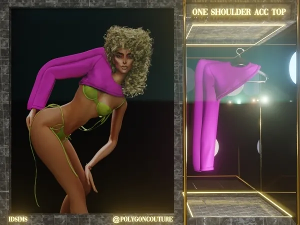 Alpha One Shoulder Acc Top - The Sims 4 Custom Content