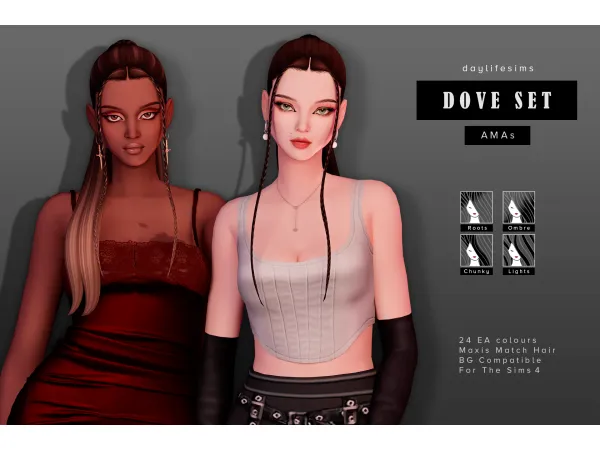 Maxis Match DOVE HAIR SET AMAs by daylifesims - The Sims 4 Custom Content