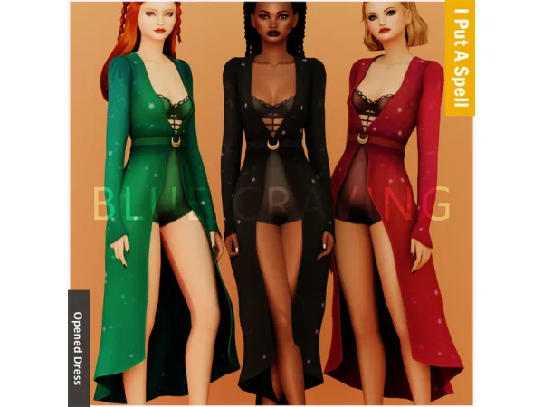 Mix Blue Craving Witch Opened Dress - The Sims 4 Custom Content