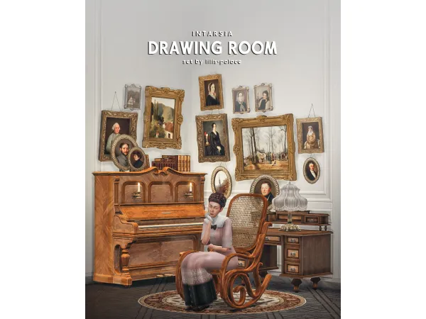 Mix INTARSIA Drawing Room Set by Lili's Palace - The Sims 4 Custom Content