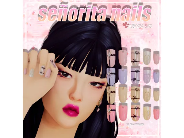 Alpha Señorita Nails by guemarasims - The Sims 4 Custom Content