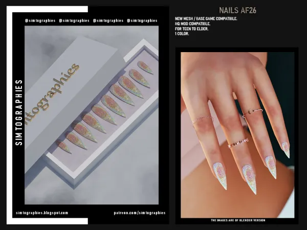 Alpha Nails AF26 - The Sims 4 Custom Content