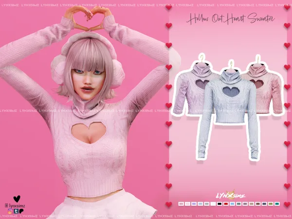 Alpha Hallow Out Heart Sweater Special Supporters by lynxsimz - The Sims 4 Custom Content