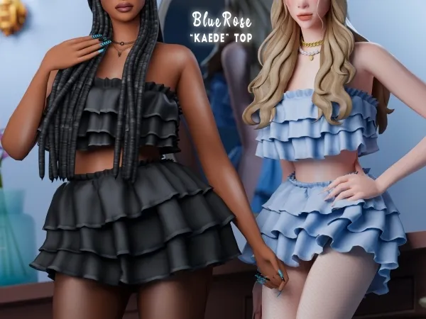 Mix Kaede Ruffles top - The Sims 4 Custom Content