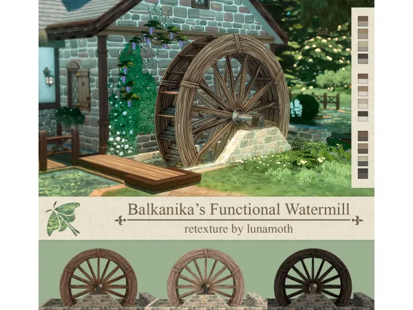 Maxis Match Functional Watermill Recolor by lunamothsims - The Sims 4 Custom Content