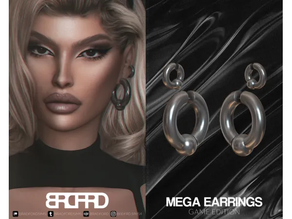 Alpha MEGA EARRINGS GAME EDITION by bradfordsims - The Sims 4 Custom Content