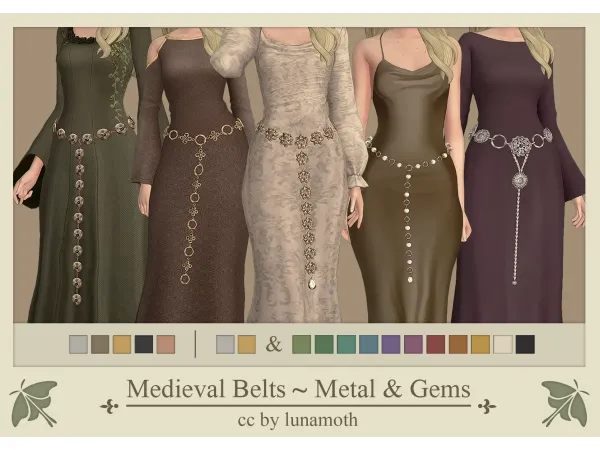 Mix Medieval Belt Accs Metal Gems by lunamothsims UPD 4 Aug 2024 - The Sims 4 Custom Content