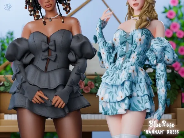 Mix Hannah Dress brsims by bluerose-sims - The Sims 4 custom content