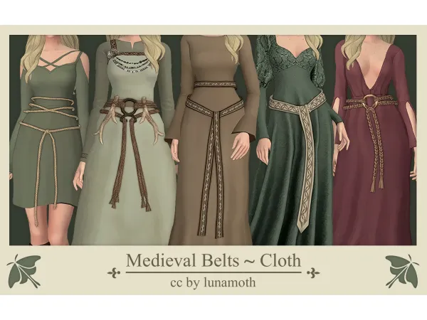 Mix Medieval Belts Accs Cloth by lunamothsims UPD 4 Aug 2024 - The Sims 4 Custom Content