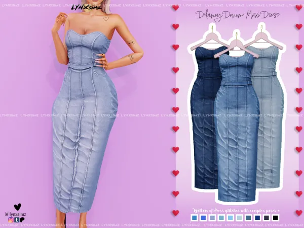 Alpha Denim Dress Supporters Members by lynxsimz - The Sims 4 Custom Content