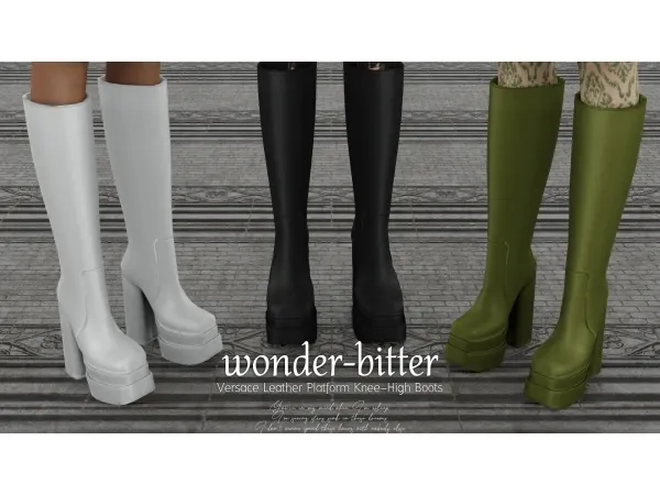Mix Versace Leather Platform Knee High Boots - The Sims 4 Custom Content