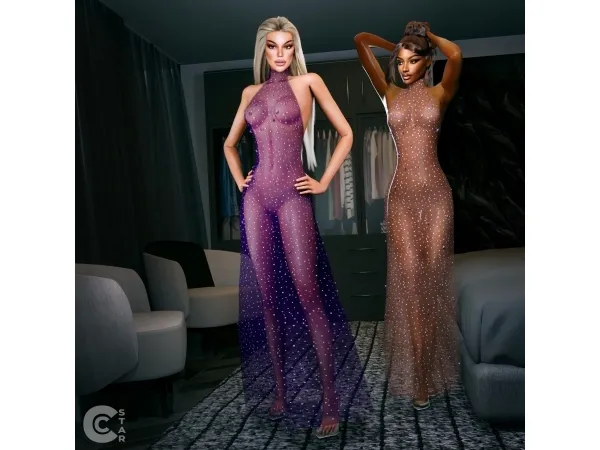 Alpha Vinci Sequin Dress - The Sims 4 Custom Content