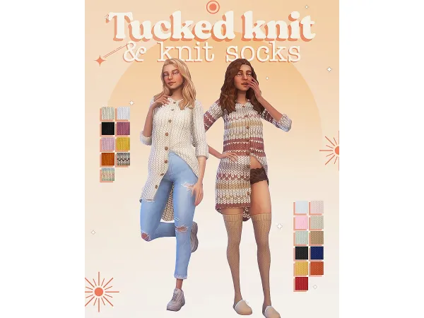 Maxis Match Reupload tucked knit knit socks knit outfit by miikocc - The Sims 4 Custom Content