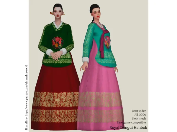 Maxis Match Royal Dangui Hanbok Dress (Maxis Match) by simnasimsworld - The Sims 4 Custom Content