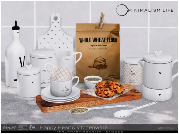 Mix Happy Hearts kitchenware - The Sims 4 Custom Content